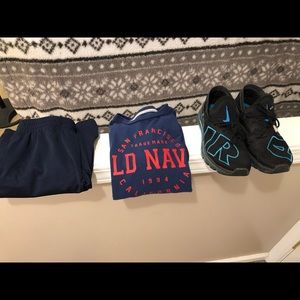 Boys’ M Tek Gear Shorts, L Old Navy Tee, and Nike